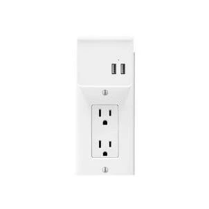 2-port Usb Charging Wall Plate With Surge Protector And Phone Holder