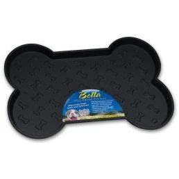 Black Bella Spill-proof Bone Shaped Dog Mat - 23.5 X 17.5 Inches
