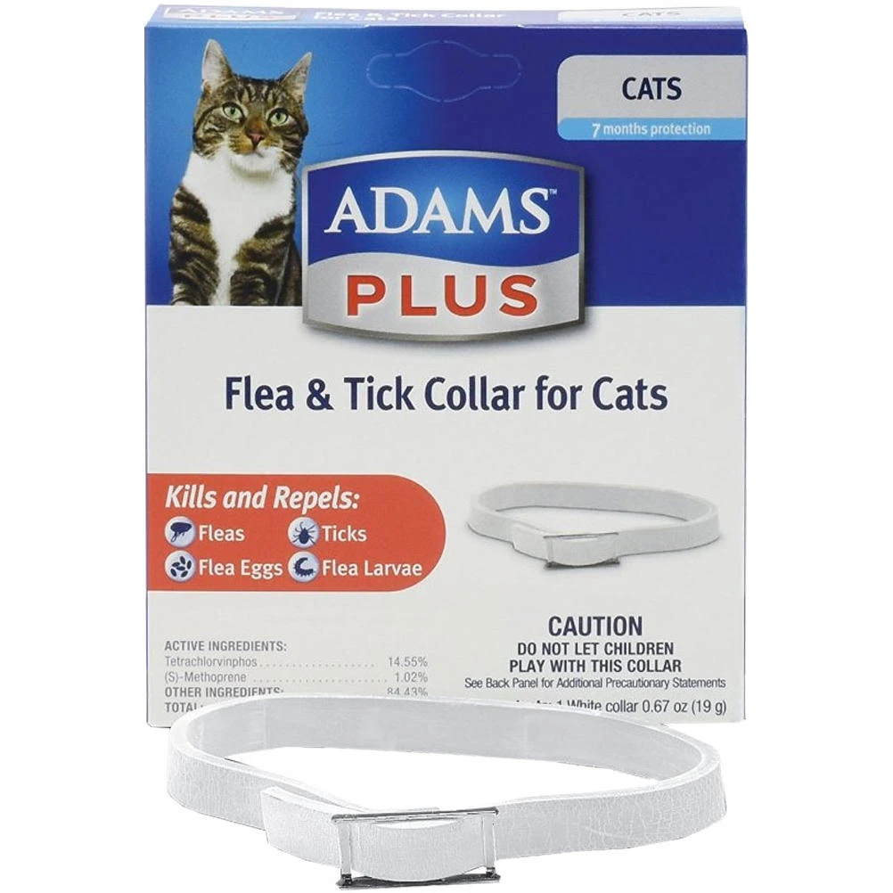 Adams Plus Flea & Tick Collar for Cats, White