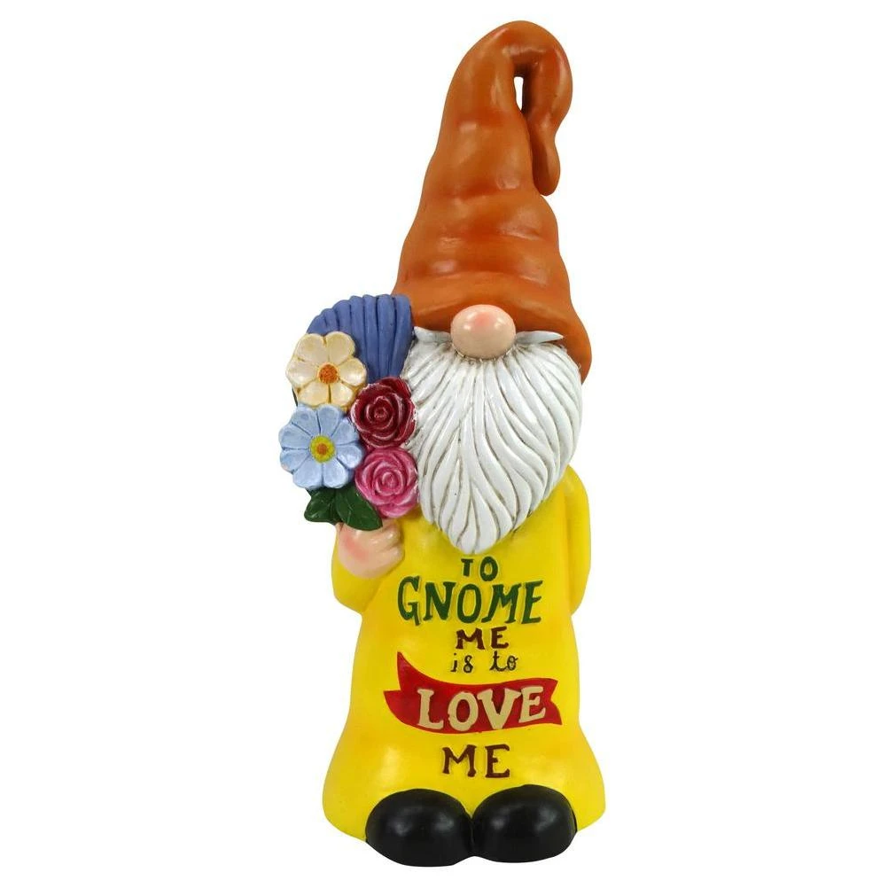 Alpine Corporation 24 in. H "To Gnome Me Is To Love Me" Indoor/Outdoor Garden Gnome Statue, Orange/Yellow