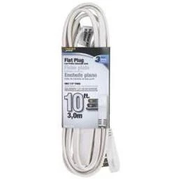 OR930610 10 in. Extension Cord Flat Plug&#44; White