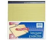 Top Flight Legal Pad, 8.5 x 11.75 Inches, 0.375 Inch Rule, Canary, 50 Sheets per Pad, 3 Pads per Pack (4513108)