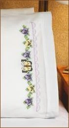 Pansies & Butterflies Stamped Cross Stitch Pillowcase Pair 20" X 30"