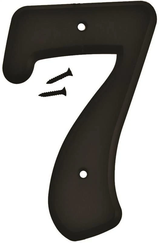 Hy-Ko 30200 Series 30207 House Number, Character: 7, 6 in H Character, Black Character, Plastic