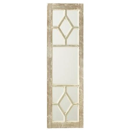 CBK Wood Distressed Grey And White Window Pane Wall Mirror 163825