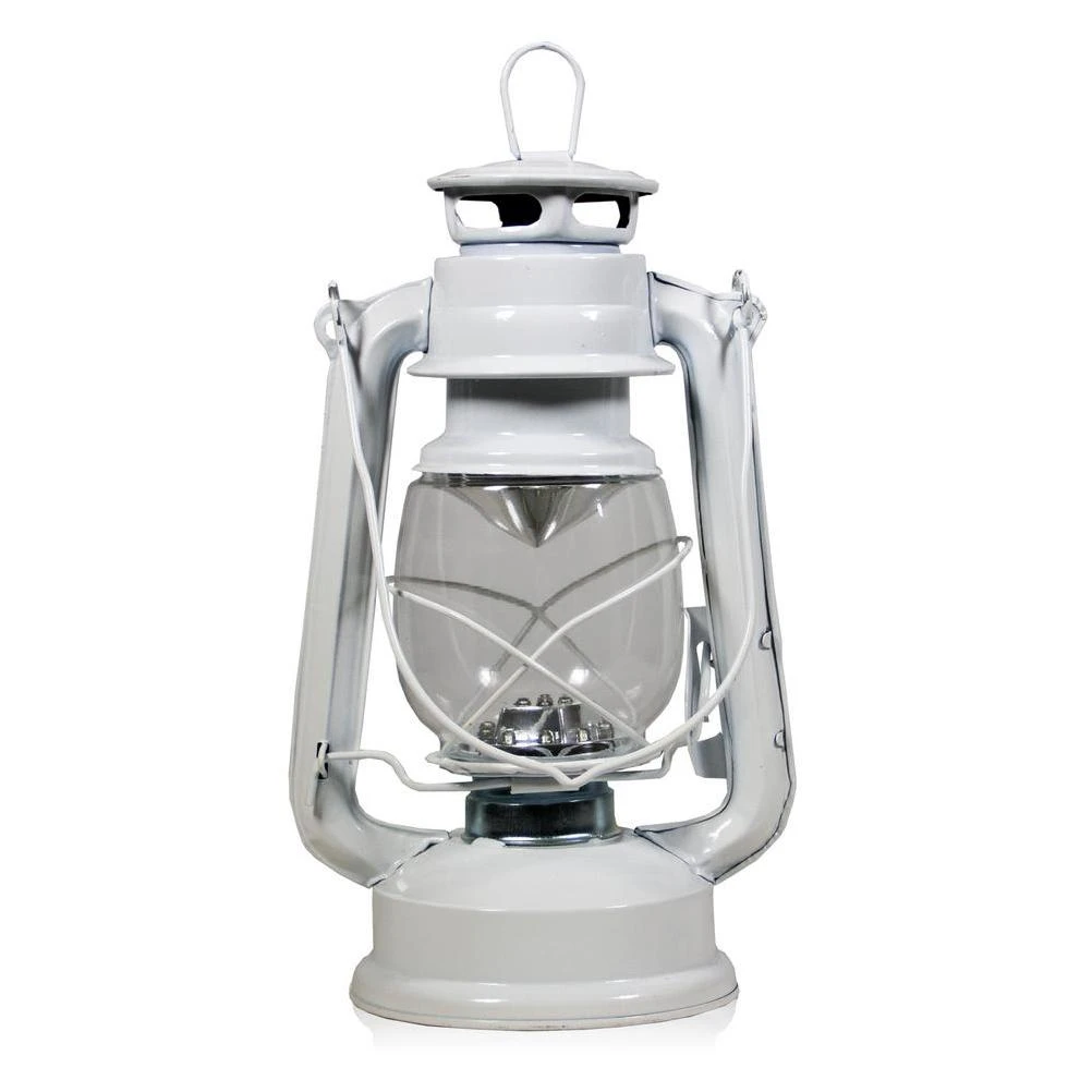 Alpine Corporation Indoor/Outdoor Hurricane Lantern with Cool White LED Lights and Timer