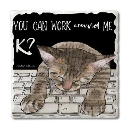 CounterArt Single Absorbent Stone Tumbled Tile Coaster, Work Around Me