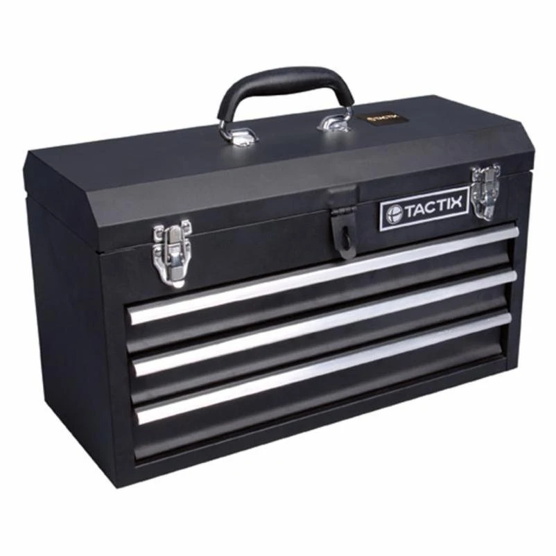 Tactix 321102 3 Drawer Steel Portable Tool Box, 52cm