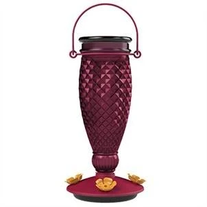 Perky-pet Diamond Wine 24 Oz. Glass Top-fill Hummingbird Feeder With Five Ports