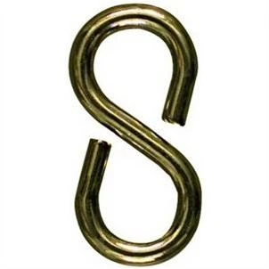 Closed  S  Hook, Light-Duty, Solid Brass, 1-1/4-In., 2-Pk.