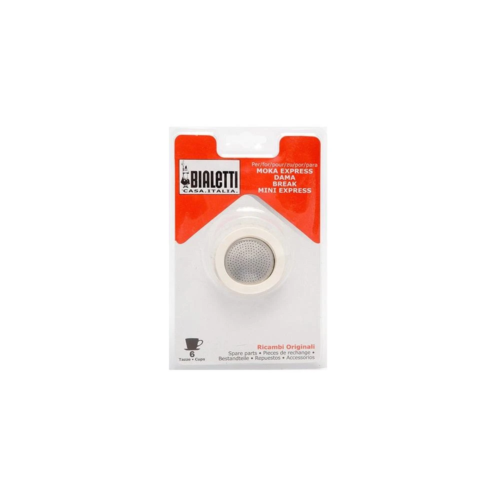 Bialetti Moka Express Espresso Maker Gasket & Filter Set For 6 Cup Models