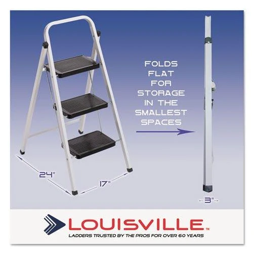 Louisville Qs3 Quick Step Steel 3-step Folding Stool 17"w X 24 1/4" Spread X 40"h