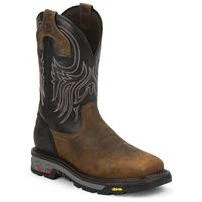 Justin Commander-X5 Steel Toe Work Boots for Men - Tobbaco/Black Onyx - 9.5W