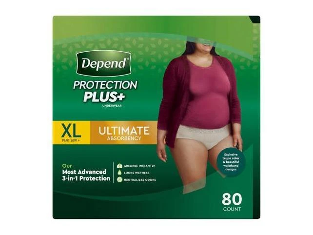 Depend Protection Plus Ultimate Underwear for Women, XL (80 Count)