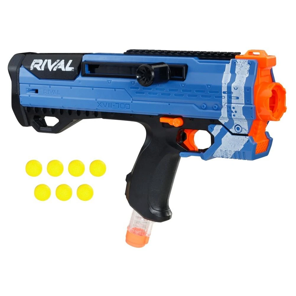 Helios XVIII-700 Nerf Rival Blaster (Blue) -- Bolt-Action, 7 Official Nerf Rival Rounds, 7-Round Magazine