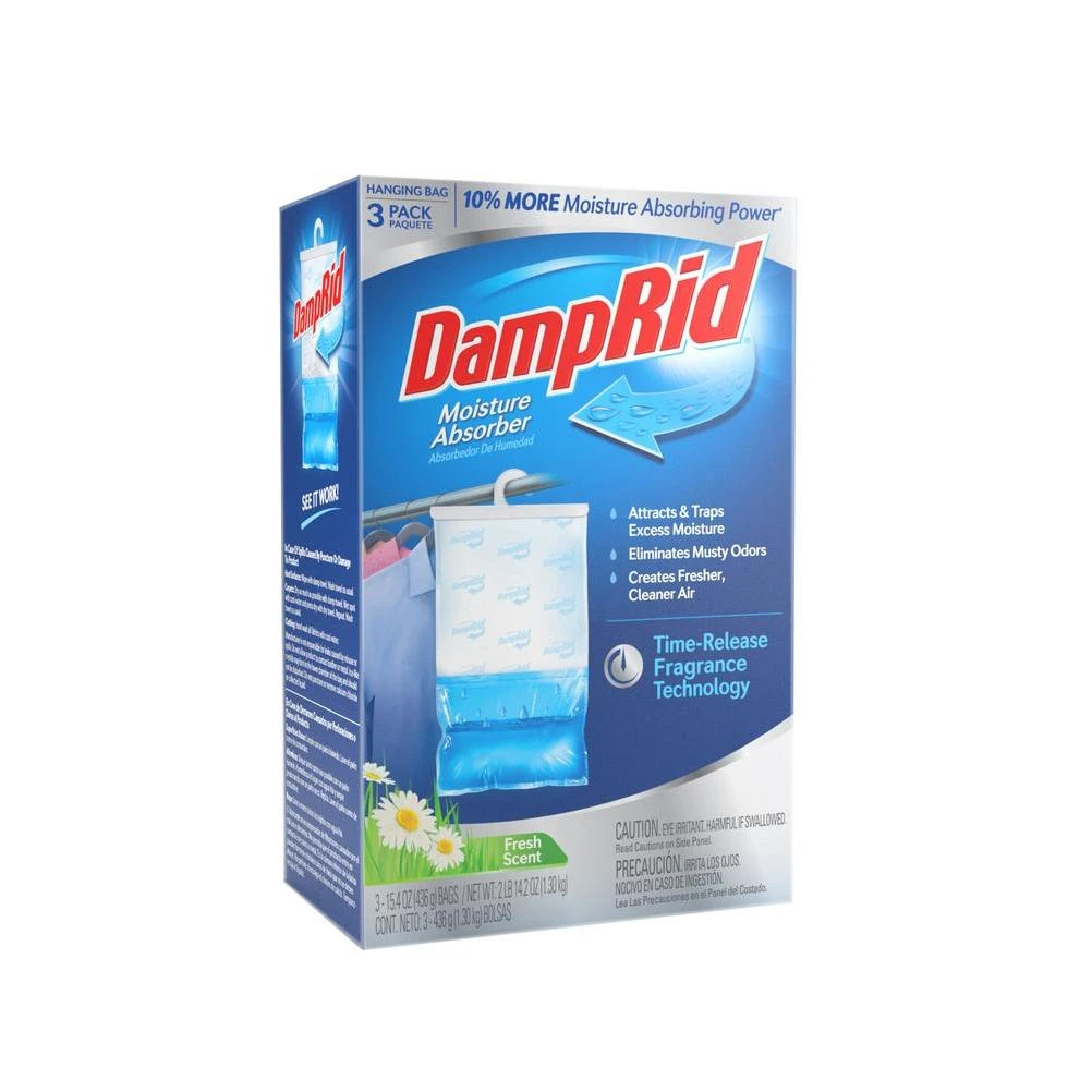 DampRid 15.4 oz. Hanging Bag Moisture Absorber Fresh Scent (3-Pack), Blue