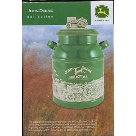 John Deere Milk Can Cookie Jar Biscuit Canister Tractor 8" H