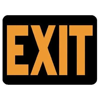 Exit Sign, Hy-Glo Orange/ Black Plastic, 9 x 12-In.