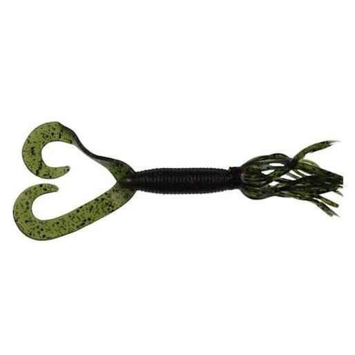 Yamamoto Double Tail Hula Grub Bait, Watermelon Black Red Flake, 5-inch