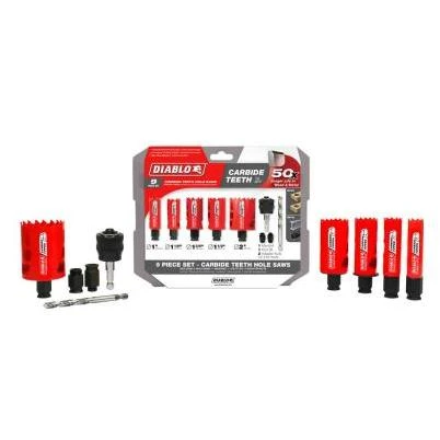 Hole Saw Set, Carbide, 9-Pc.