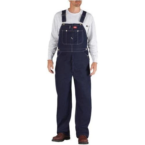 Men's Indigo Rigid Denim Bib Overalls, Size 40x30, Indigo Blue