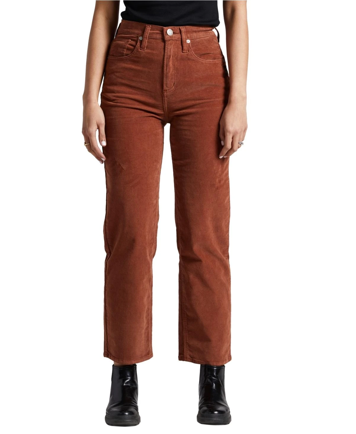 Silver Jeans Co. Highly Desirable High Waist Straight Leg Corduroy Jeans in Rust at Nordstrom, Size 26 28
