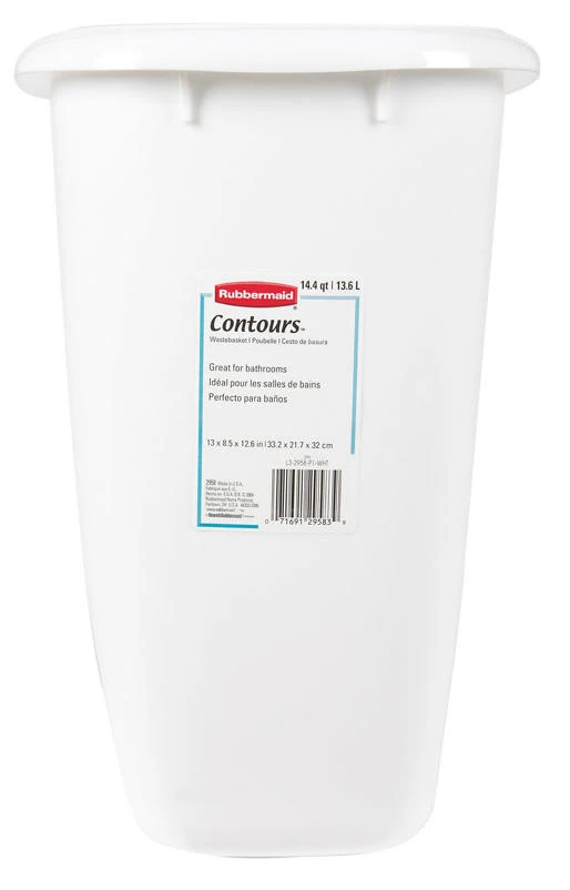 Rubbermaid Contours 3.5 gal White Plastic Vanity Wastebasket