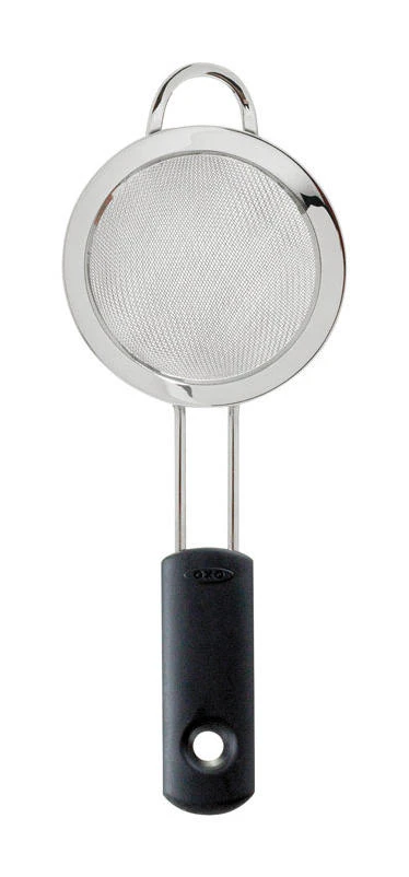 OXO Good Grips Silver/Black Stainless Steel Strainer