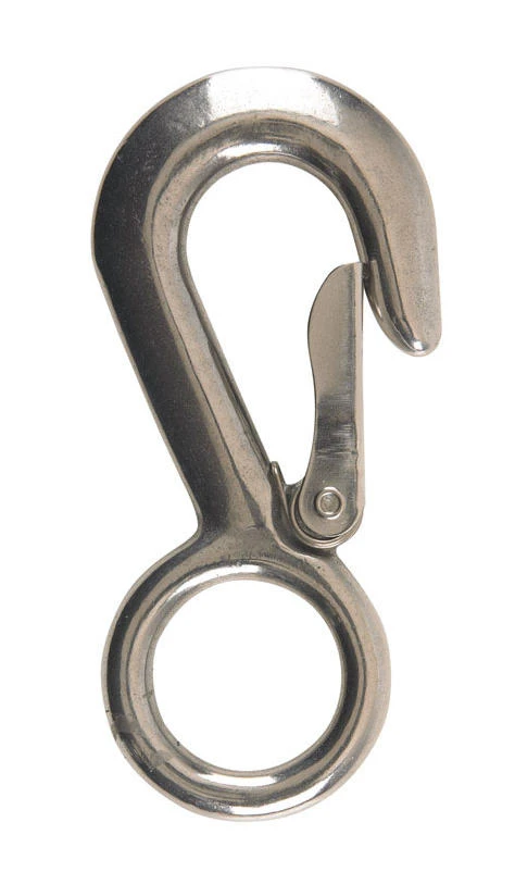 Campbell 1-1/8 in. D X 4-22/32 in. L Polished Stainless Steel Snap Hook 400 lb