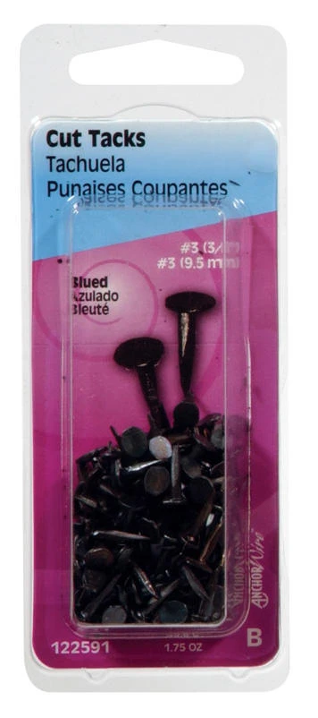 Hillman No. 3 X 3/8 in. L Blue Steel Cut Tacks 1.75 pk Hillman No. 3 X 3/8 in. L Blue Steel Cut Tacks 1.75 pk