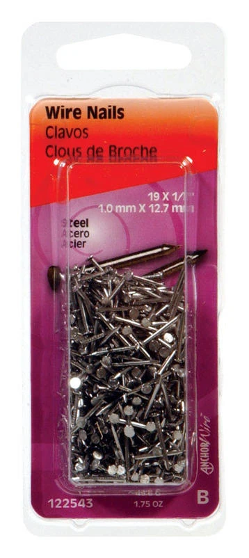 HILLMAN 19 Ga. X 1/2 in. L Bright Steel Wire Nails 1 pk 1.75 oz