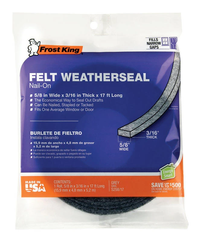 Frost King Gray Felt Weatherstrip For Doors and Windows 17 ft L X 3/16 in. 31