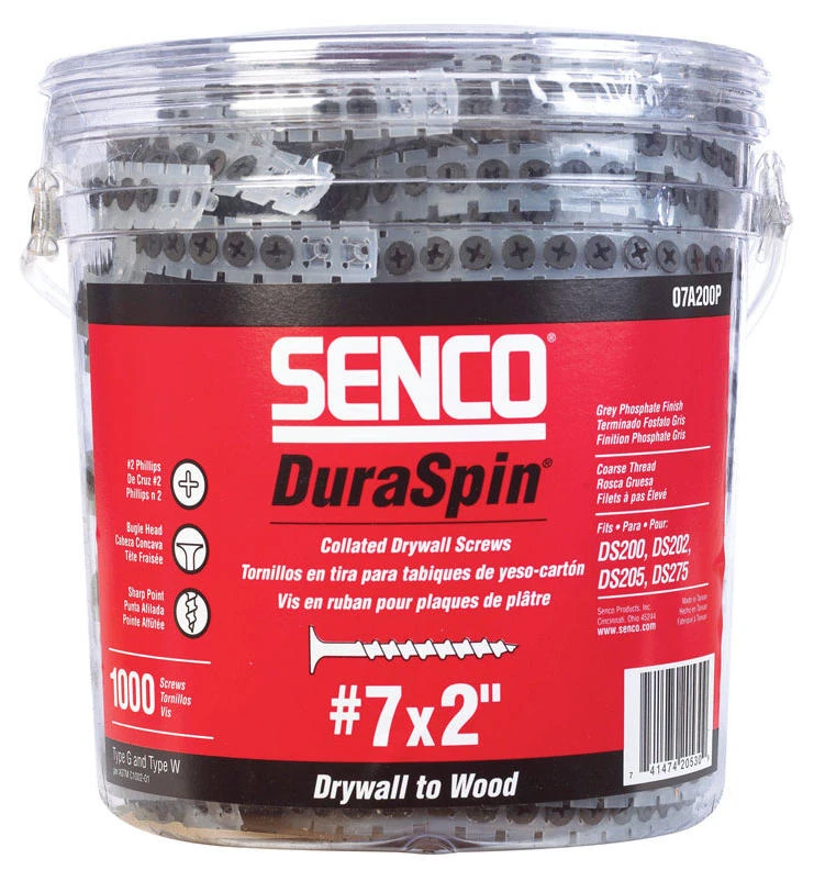 Senco DuraSpin No. 7 Sizes X 2 in. L Phillips Coarse Collated Drywall Screws 1000 pk