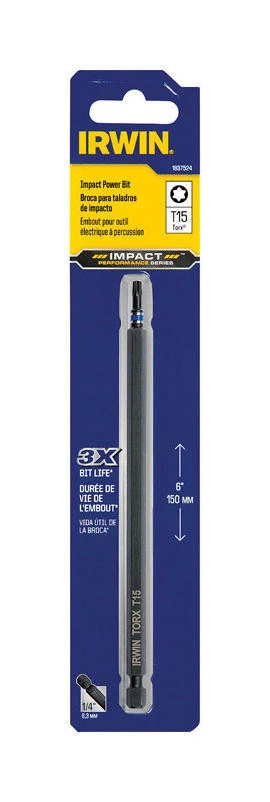 Irwin Impact Performance Series Torx T15 X 6 in. L Power Bit Steel 1 pc