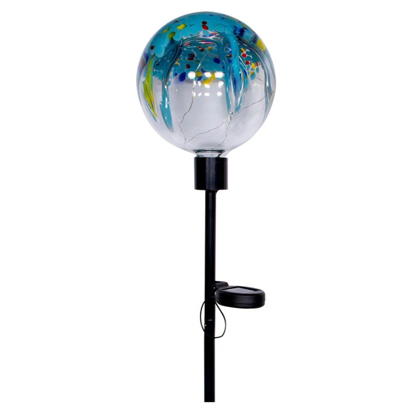 Alpine Multicolored Glass/Iron 18.9 in. 31 H Raindrop Splashes Glass Ball Outdoor Garden Stake