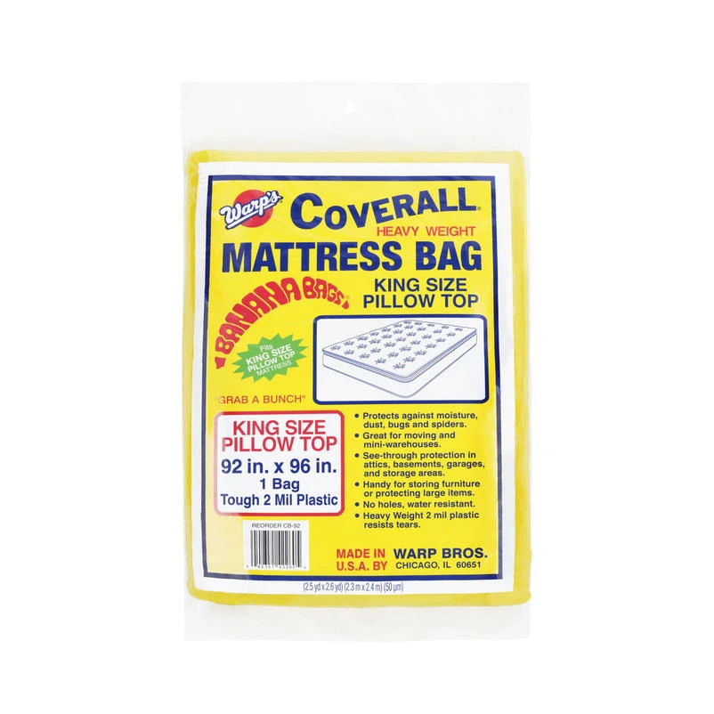 Warp's King Yellow Plastic Pillow Top Mattress Storage Bag