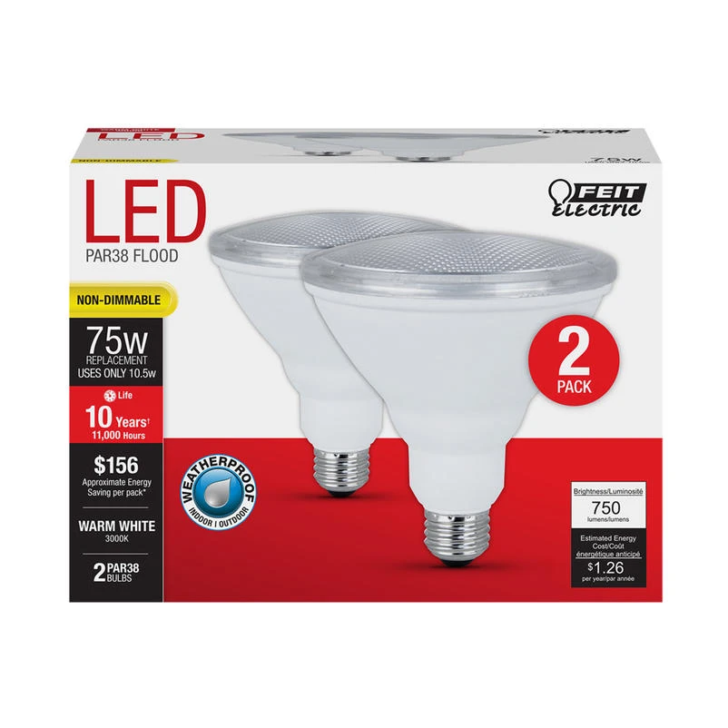 Feit Electric acres PAR38 E26 (Medium) LED Bulb Warm White 75 Watt Equivalence 2 PK