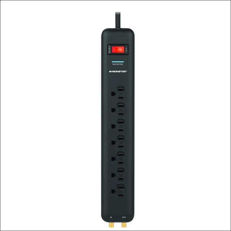 Monster Just Power It Up 6 ft. L 7 outlets Surge Protector Black 1080 J