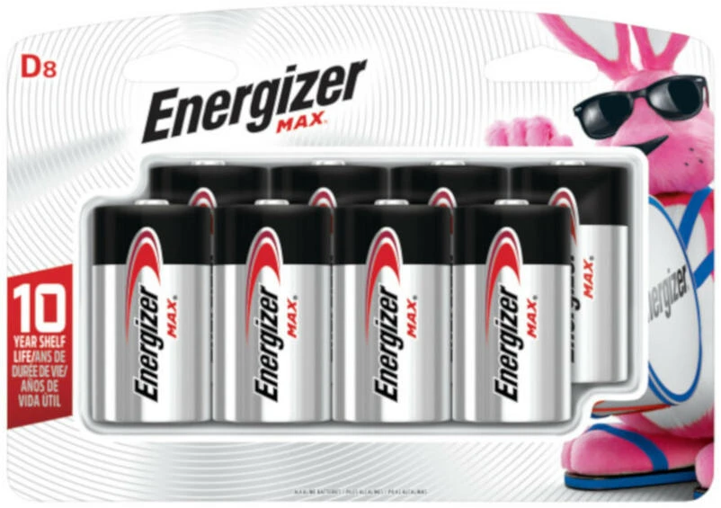 Energizer Max D Alkaline Batteries 8 pk Carded