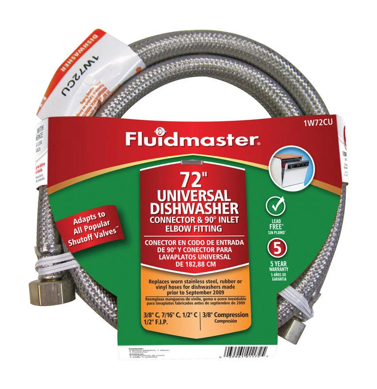 Fluidmaster 3/8 in. Compression X 1/2 in. D FIP 72 in. Stainless Steel Dishwasher Supply Line