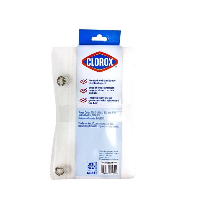Clorox 72 in. H X 72 in. W Clear Shower Curtain Liner PEVA