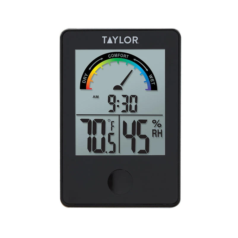 Taylor Comfort Level Hygrometer Digital Thermometer Plastic Black 3.54 in.