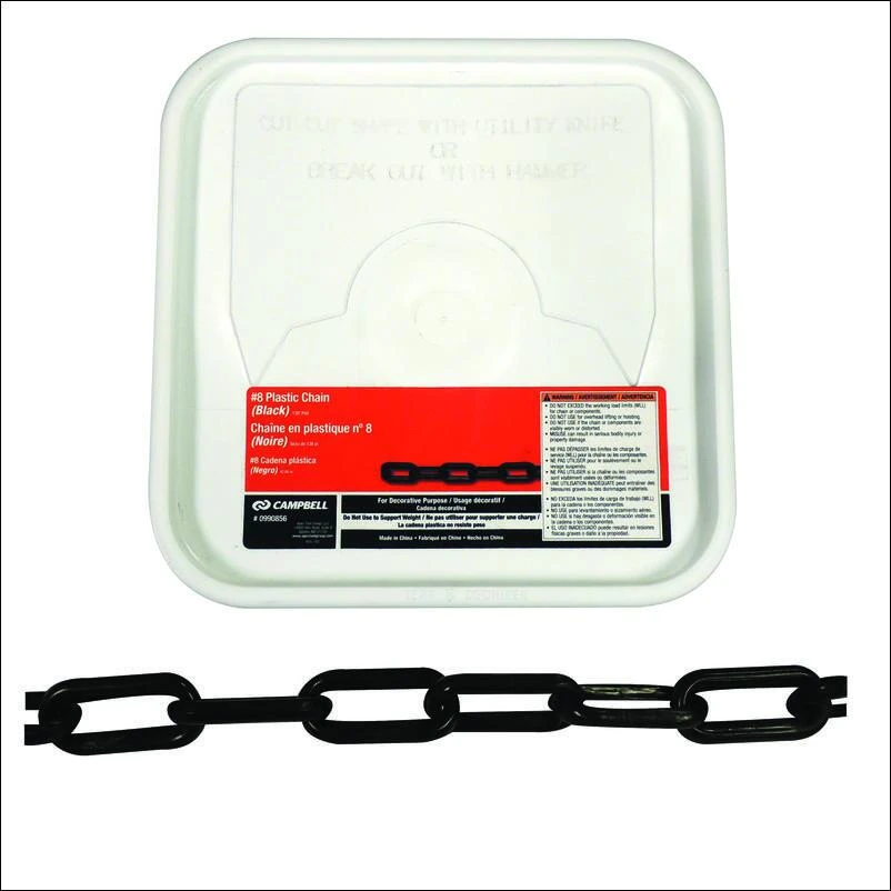 8 Black Plastic Decorative Chain 0.3 mm Dia. 1.5 in. X 1 ft