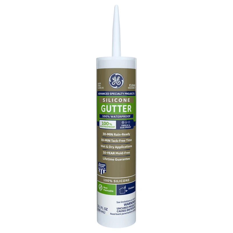 GE Advanced Clear Silicone 2 Gutter and Flashing Caulk Sealant 10.1 oz