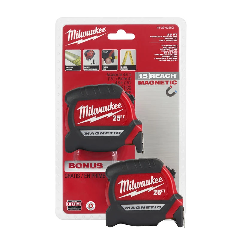 MAG TAPE MEASURE 25' 2PK