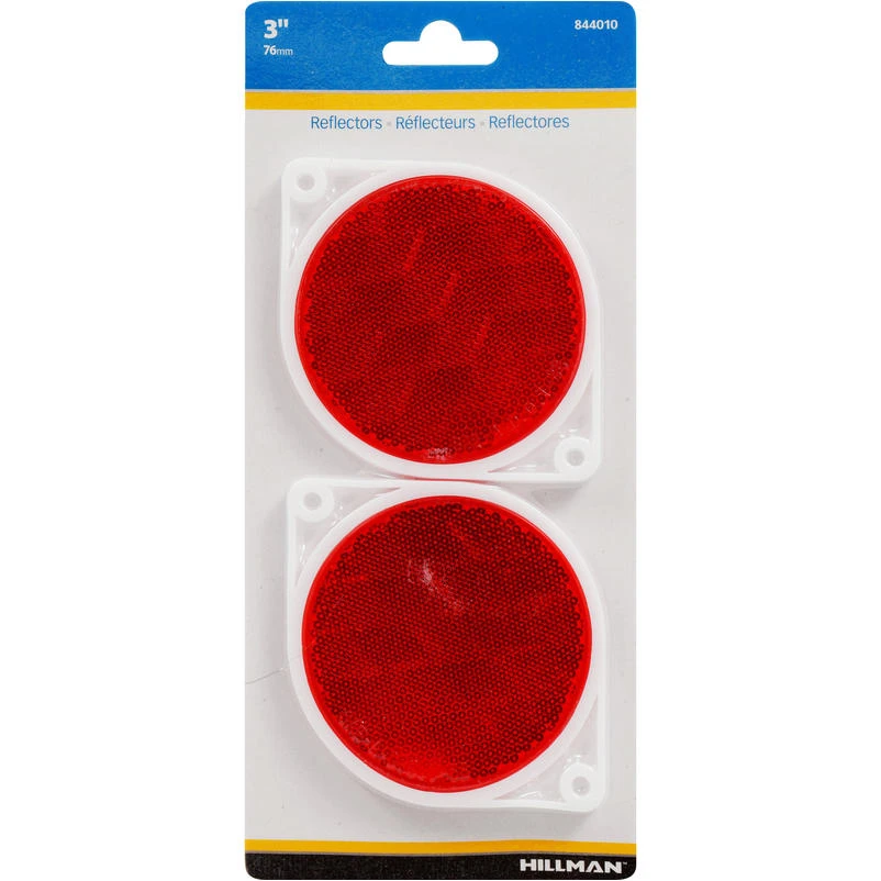 HILLMAN 3 in. Round Red Reflectors 2 pk