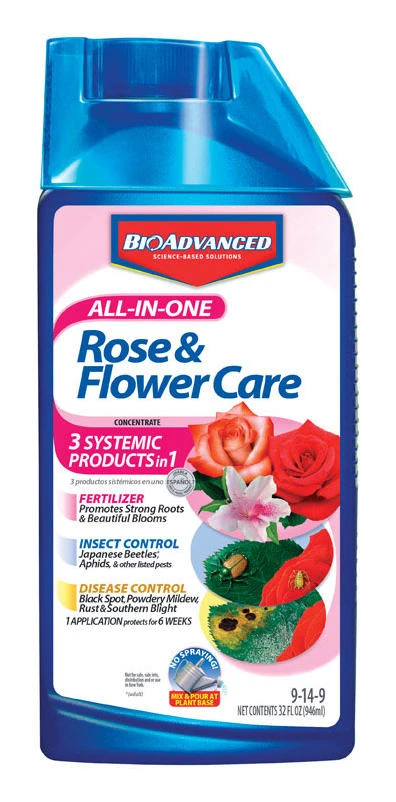 BioAdvanced All-in-One Rose and Flower Care Liquid Concentrate Plant Food 32 oz