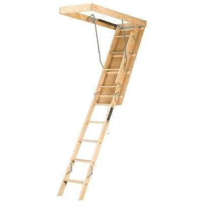 Louisville Premium Series L224P Attic Ladder, 8 ft 9 in to 10 ft H Ceiling, 22-1/2 x 54 in Ceiling Opening, 11-Step
