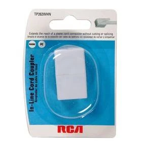 RCA White Inline Phone Cord Coupler