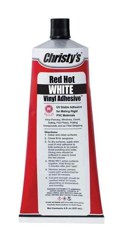 Christys Red Hot White Adhesive For PVC/Vinyl 8 oz.